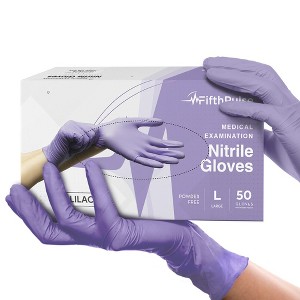 FifthPulse Nitrile Exam Gloves Lilac - Box of 50, Perfect for Cleaning, Cooking & Medical Uses - 1 of 4