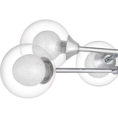 Modern Matte Black and Chrome Crystal LED Ceiling Light