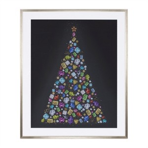 Holiday Jewel Tree Print Under Glass 23.5"H - 1 of 2