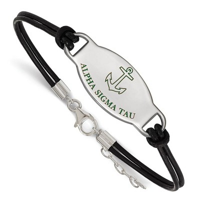 Black Bow Jewelry Sterling Silver Alpha Sigma Tau Greek Life Strand Bracelet 7 Inch