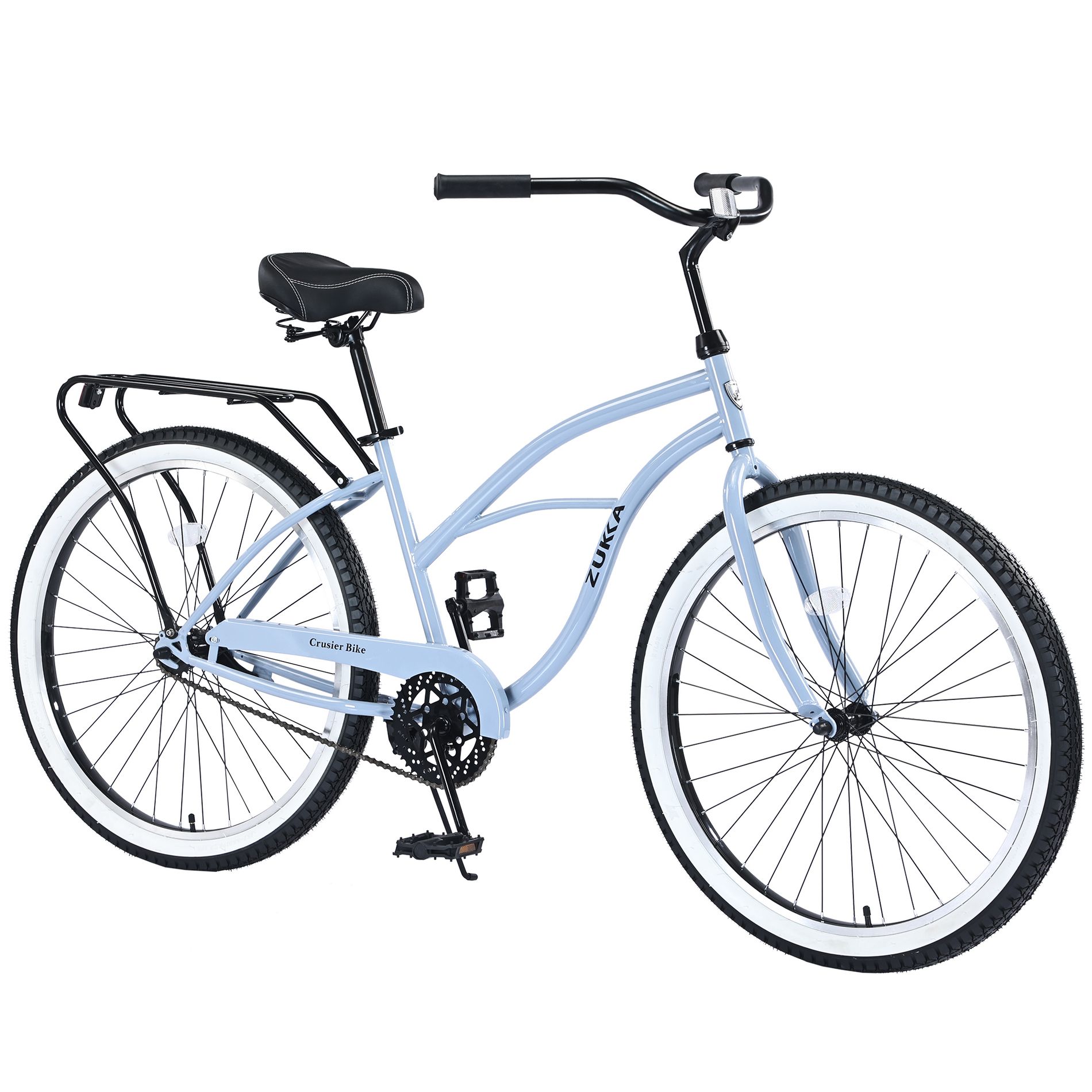 VASIP 26 inch Men's Steel Beach Cruiser Bike, Single-Speed with Coaster Brake, Wide Tires for Stability,Blue