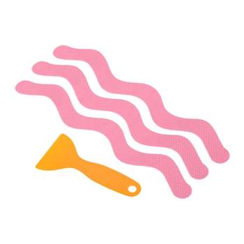 Unique Bargains Non Slip Bathtub Stickers Safety Shower Treads Adhesive Decal S Shape with Scraper for Stairs Shower Pink 0.6 Ft x 0.5 Inch