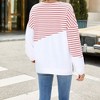 Coolmee Women's Sweatshirt Long Sleeve Crewneck Striped Sweatshirt Trendy Fall Tops Pullover Sweatshirts - 4 of 4