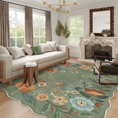 Lahome Machine Washable Back to College Series Floral Plant Floor Mat-Natural Bio-Printed Soft Rug for Living Room, School, Bedroom, or Entryway