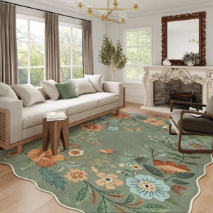 Lahome Machine Washable Back to College Series Floral Plant Floor Mat-Natural Bio-Printed Soft Rug for Living Room, School, Bedroom, or Entryway - 1 of 4
