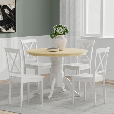 Glenwillow Home 42" Round Pedestal Dining Table + X-Back Dining Chairs Dining Set