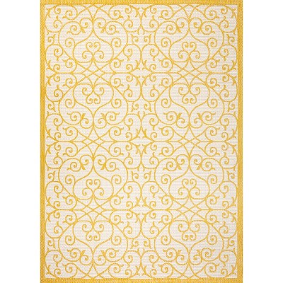 Madrid Cream and Yellow Filigree 5' x 7' Synthetic Rug