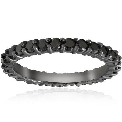 Pompeii3 1 1/2ct Treated Black Diamond Eternity Ring 14K Black Gold
