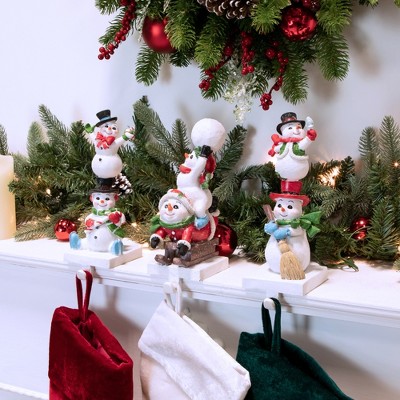 Set of 3 Glitter Snowmen Christmas Stocking Holders