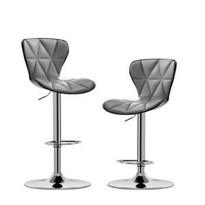 Bar Stools Set of 2, Swivel Adjustable Counter Height Barstools with Back and PU Leather-Gray - 1 of 4
