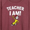 Women's - Dr. Seuss - Teacher I Am Sam I Am Lightweight French Terry Wide Neck Long Sleeve Shirt - 2 of 4