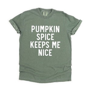 Simply Sage Market Women's Pumpkin Spice Keeps Me Nice Short Sleeve Garment Dyed Tee - 1 of 4