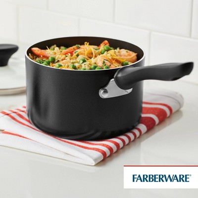 Black Aluminum Nonstick 2-Quart Covered Saucepan with Glass Lid