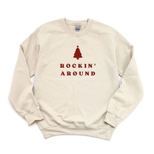 Simply Sage Market Women's Graphic Sweatshirt Embroidered Rockin' Around Tree -Red Ink - 1 of 3