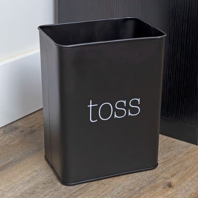 Auldhome Design Black Farmhouse Enamelware Wastebasket; Small Rustic Style Bedroom Bathroom ...