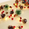 Christmas Garland Decoration with 20 LED Lights 6.3FT Pre-Lit Artificial Christmas Garland,Battery Powered with Red Berries Lighted Christmas Garland - 2 of 4