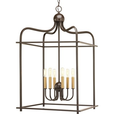 Antique Bronze 6-Light Open Caged Pendant