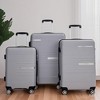 Gulches Hardshell Suitcase Double Spinner Wheels PP Luggage Sets Lightweight Durable Suitcase with TSA Lock,3-Piece Set (20/24/28) , Silver - 2 of 4