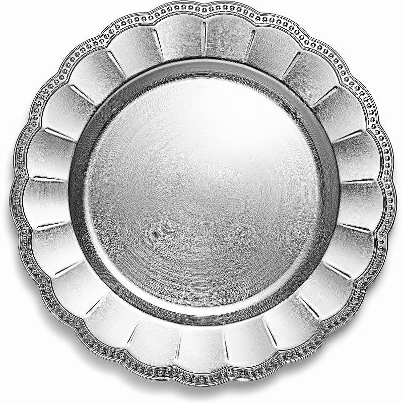 Chateau Fine Tableware Sunflower Silver Charger Plates, 13” Elegant Chargers, Set Of 6, Hand Finished (Finish May Vary) Sunflower Silver Chargers, 1 of 5