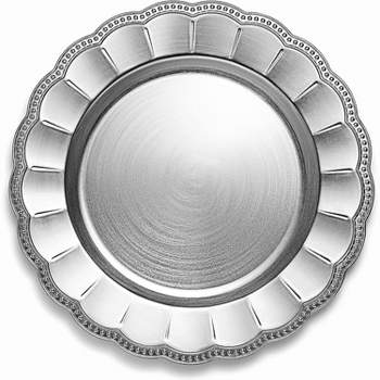 Chateau Fine Tableware Sunflower Silver Charger Plates, 13” Elegant Chargers, Set Of 6, Hand Finished (Finish May Vary) Sunflower Silver Chargers
