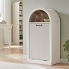 Modern Tilt-Out Trash Can Cabinet, Arched 10 Gallon Trash Can with Fluted Door & Open Shlef, Hidden Garbage Can for Kitchen, Living Room - 2 of 4