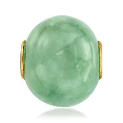 Ross-Simons 16mm Green Jade Bead Pendant in 14kt Yellow Gold Size 0.63