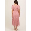 Pinkblush Mauve Dotted Tulle Smocked Maternity Midi Dress - 4 of 4