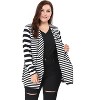 Agnes Orinda Women's Plus Size Open Front Lightweight Striped Cardigan - 4 of 4