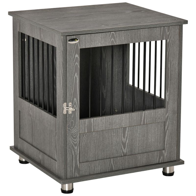 PawHut Dog Crate Furniture, Wooden End Table Furniture with Cushion & Lockable Magnetic Doors, Small Size Pet Kennel Indoor Animal Cage, 1 of 7