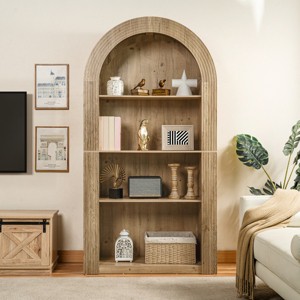 79" Mid-Century Modern Arched Bookshelf,4-Tier Freestanding Wood Bookcase for Living Room Bedroom Office-Baofuwish - 1 of 4