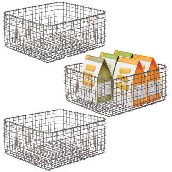 mDesign Metal Wire XS Sliding Under Shelf Kitchen Storage Basket, 2 Pack -  Black