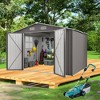 Vynxaria 10x12FT Large Outdoor Metal Storage Shed, Waterproof Tool Shed with Double Door & Two Windows for Backyard/Patio/Poolside, Grey - 3 of 4