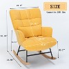 Rocking Chair Nursery,Upholstered Rocking Chair Indoor with High Backrest Glider Accent Chair,Padded Seat Nursing Chair for Bedroom,Yellow - 4 of 4