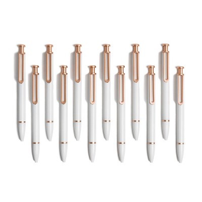 U Brands 12ct Monterey Pens - White: Ubrand Ballpoint, 1.0mm, Black Ink, Aesthetic School Supplies, Office Stationery
