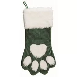 Transpac Polyester Multicolor Christmas Fuzzy Paw Shaped Stocking