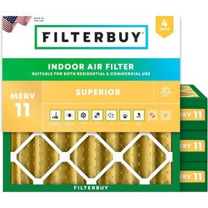 Filterbuy 14x14x4 Air Filter (4-Pack), Pleated MERV 11 Allergen Defense Replacement HVAC AC Furnace Filters (Actual Size: 13.50 x 13.50 x 3.63) - 1 of 4