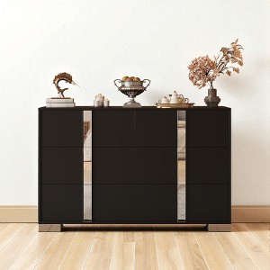 Mshliw 6 Drawer Dresser with Mirrored Finish, MDF and Metal Storage Cabinet with Anti-Tip Device for Bedroom or Living Room - 1 of 4
