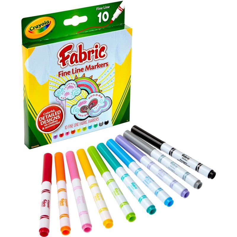 Crayola Fabric Markers, Fine Line, Assorted Colors, Set of 10, 2 of 4