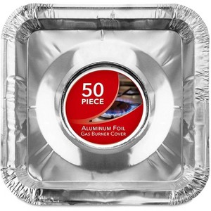 Maison Products Disposable Gas Burner Liners (50 Pack) Aluminum Foil Square Gas Stove Burner Covers - 8.5 Inch Gas Range Protector, Stove Top Covers - 1 of 4