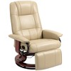 HOMCOM Faux Leather Manual Recliner, Adjustable Swivel Lounge Chair with Footrest, Armrest and Wrapped Wood Base for Living Room, Cream White - 4 of 4