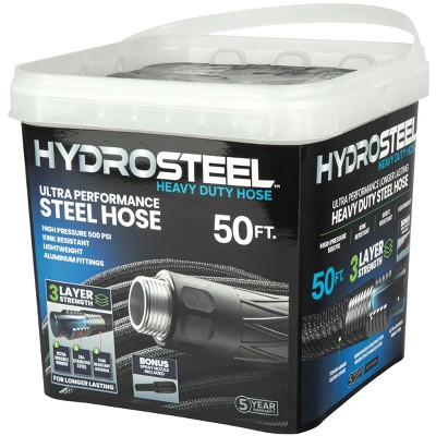 Hydrosteel Ultra Performance 50 Ft Black Stainless Steel Garden Hose