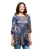 24seven Comfort Apparel Three Quarter Sleeve Tunic Top Blue Animal Print - 2 of 3