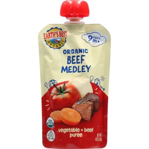 Earth's Best Organic Stage 3 Homestyle Beef Medley with Vegetables Puree 4oz - 1 of 3