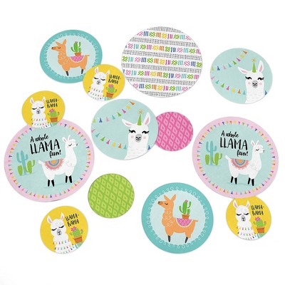 Big Dot of Happiness Whole Llama Fun - Llama Fiesta Baby Shower or Birthday Party Giant Circle Confetti - Party Decorations - Large Confetti 27 Count