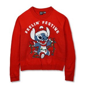 Juniors Lilo & Stitch Feeling The Festive Lights Stitch Sweatshirt - 1 of 4