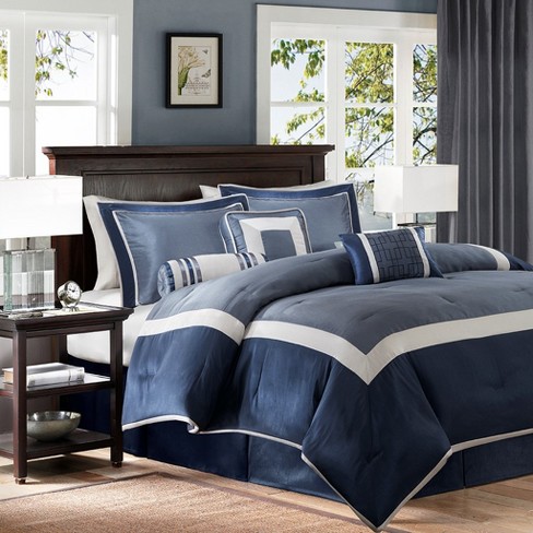 Cozy Comforter Set deluxe Hotel Collection All Season Down Alternative Luxury Bedding With Matching Shams Decorative Pillows Cal King navy 7 Piece Target