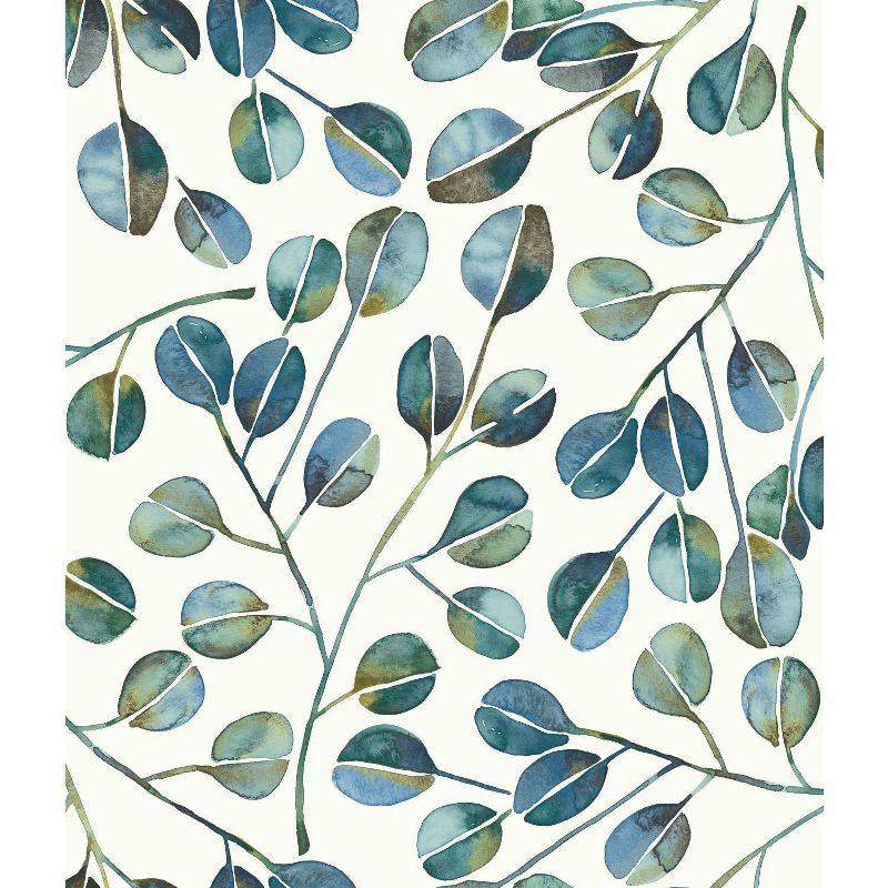 RoomMates Cat Coquillette Eucalyptus Peel and Stick Wallpaper Teal, 1 of 9