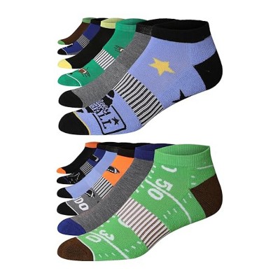 JAMES FIALLO Men's 12-Pairs Performance Low Cut Palette of Solid & Football Patterned Colors Athletic Sport Socks