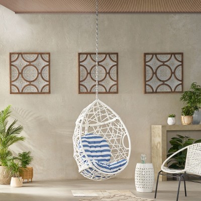 Outdoor Hanging PE Rattan Woven Hammock Chair,Teardrop Chair With Cushion And Iron Frame,Lounge Chair For Living Room Backyard-Coolbibila