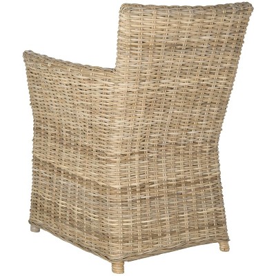 Gray Rattan Transitional Accent Arm Chair